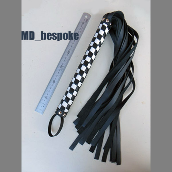 Black and white leather flogger 600